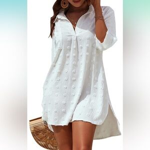 White, lightweight dress/cover up, size medium